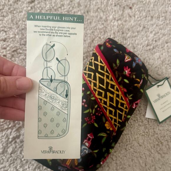 VTG Vera Bradley Ming Double Eyeglass Case Retired Quilted Asian Inspired NEW - Picture 6 of 7